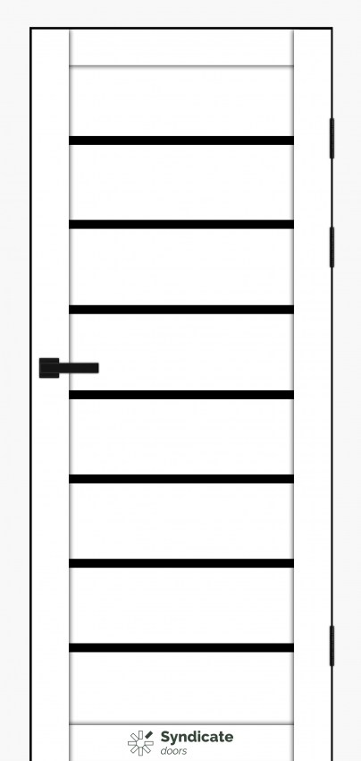 Двері Syndicat Doors PVC 102 Емалія бьянко чорне скло